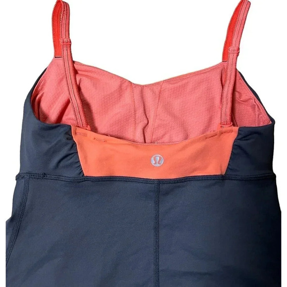 Lululemon Happy Heat Coral & Gray Luxtreme Ruched Strappy Tank Top Size 2 - Picture 5 of 8